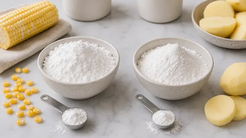 Ingredient comparison photo for Cornstarch vs Potato Starch: Cooking & Baking Guide