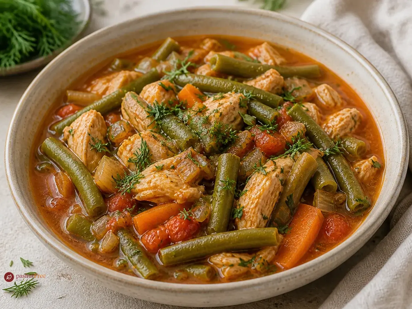 Hearty Green Bean Stew with Chicken כמנה ביתית מוכנה