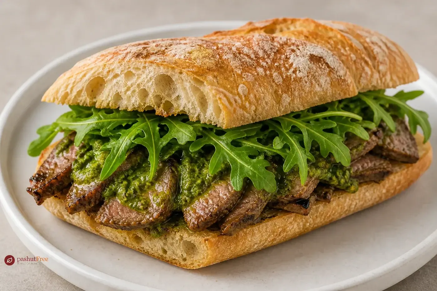 Portuguese prego with green piri-piri כמנה ביתית מוכנה