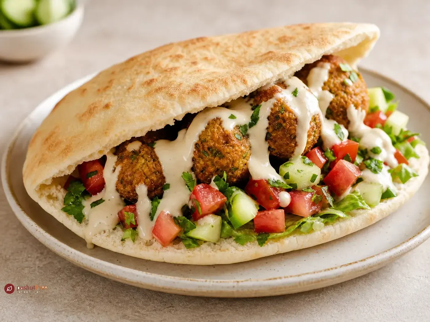 Falafel Pita Sandwich with Tahini Sauce כמנה ביתית מוכנה