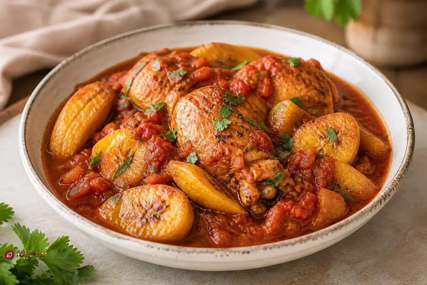 Chicken and Plantains in Tomato Sauce כמנה ביתית מוכנה