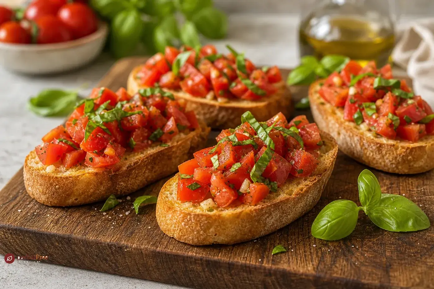 Vibrant Tomato Bruschetta כמנה ביתית מוכנה