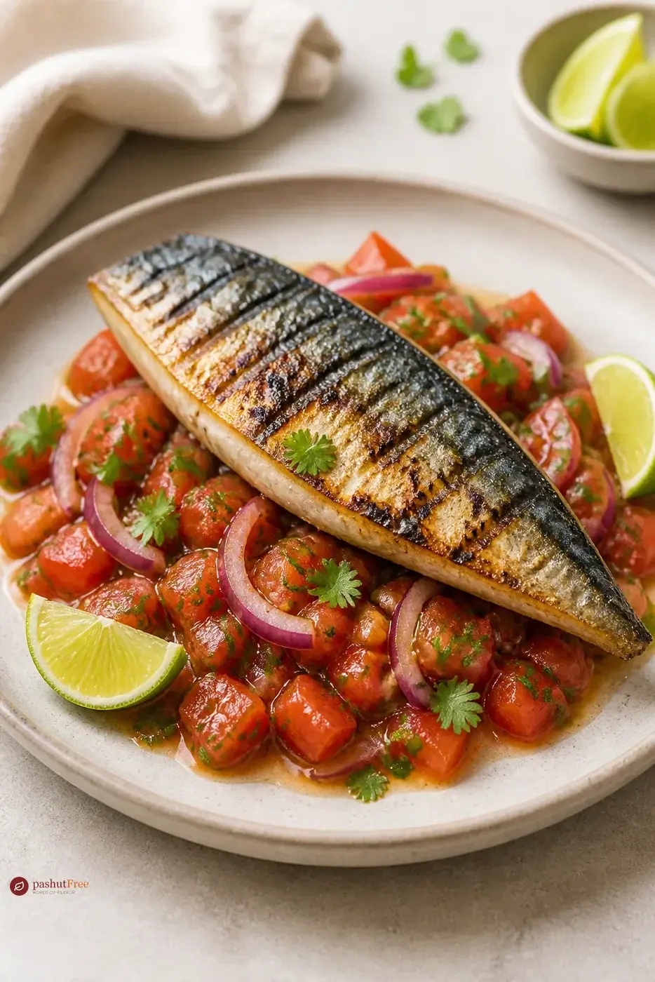 Grilled Mackerel with Zesty Tomato Ceviche כמנה ביתית מוכנה