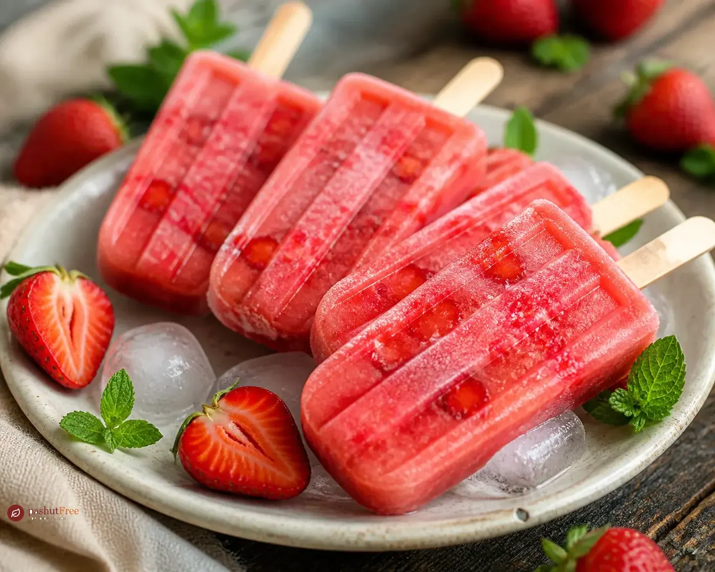 Refreshing Strawberry Popsicles כמנה ביתית מוכנה