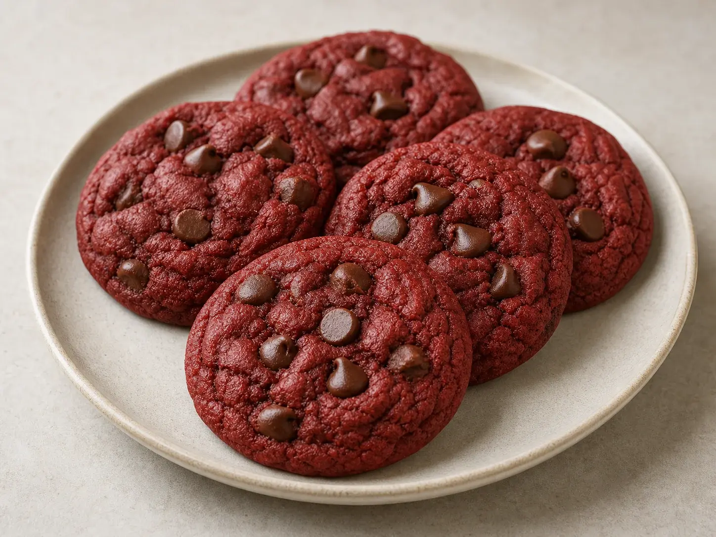 Soft Red Velvet Chocolate Chip Cookies כמנה ביתית מוכנה