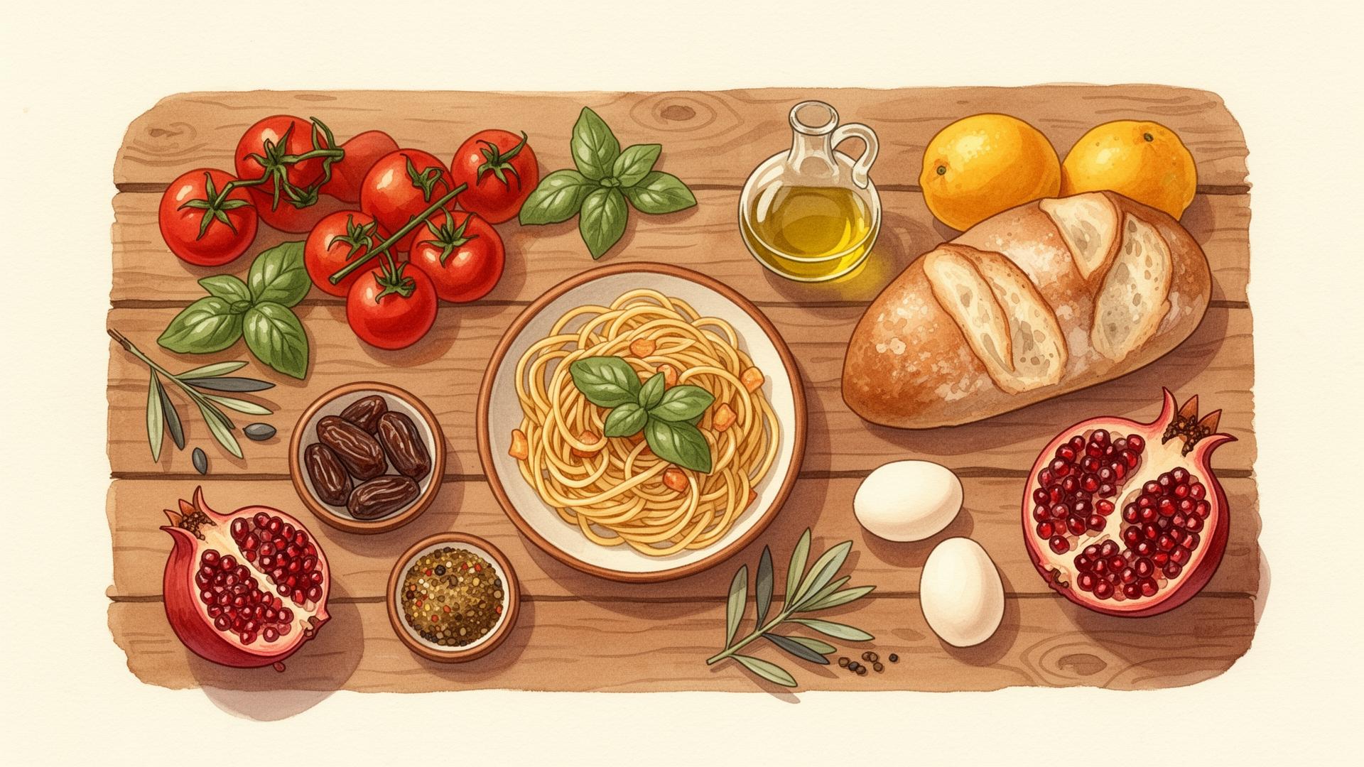 מנות מהעולם על רקע קולינרי
